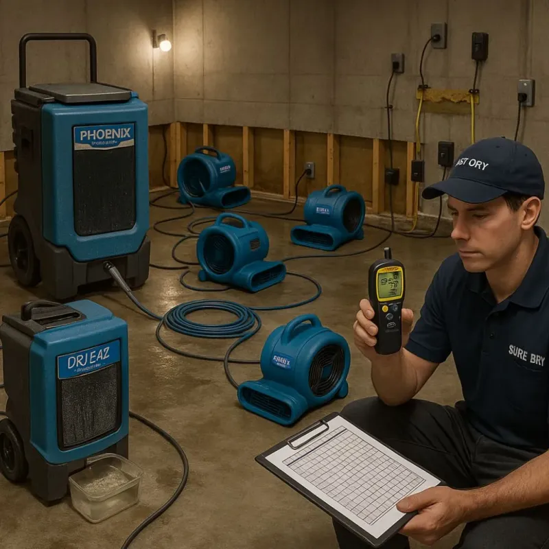 Structural Drying and Dehumidification process in The Village, OK